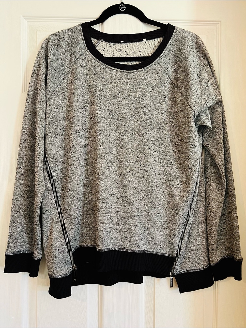 Michael Kors Heather Gray Crewneck Sweater with Side Zipper detail. XL
